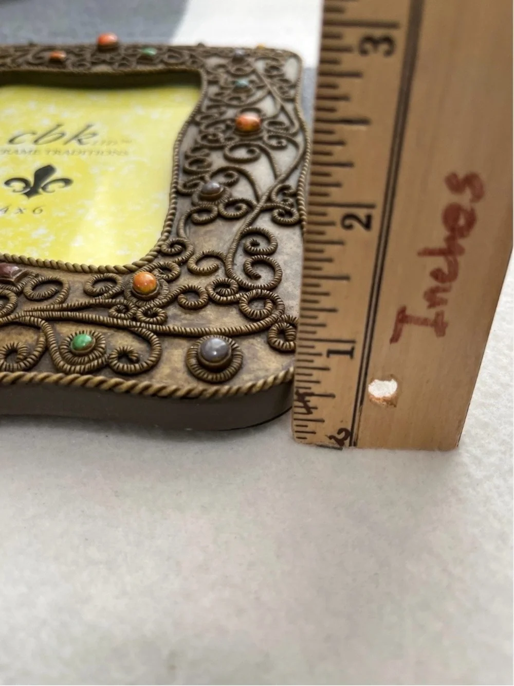 Vintage 3D Beaded Multi-Color Ornate Resin 4x6 Picture Frame